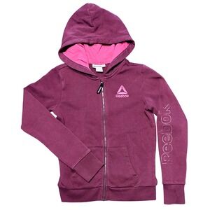 Reebok Kids Purple‎ Pink Zip Up Hoodie Sweatshirt Size 10 12 Athletic Gym School